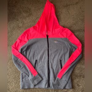 Victoria’s Secret PINK grey & coral Zip-Up Hoodie size large